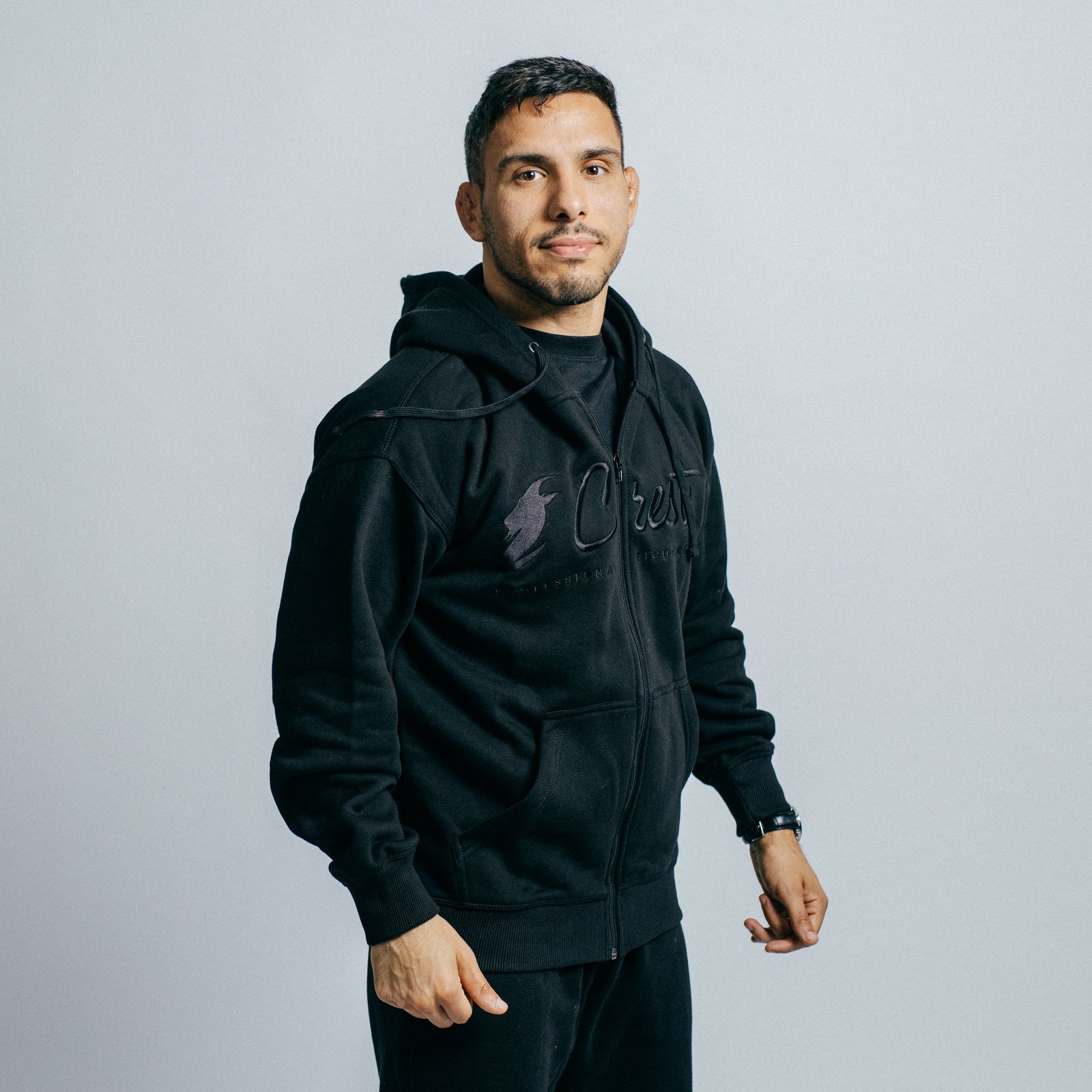 Zipper hoodie "Crest" (Black)