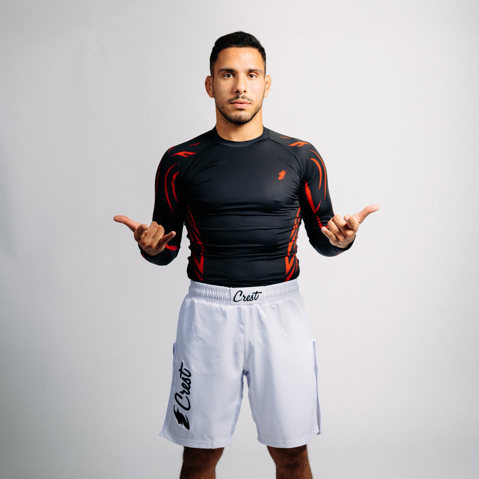 White | Crest "Hybrid" - MMA shorts (long)