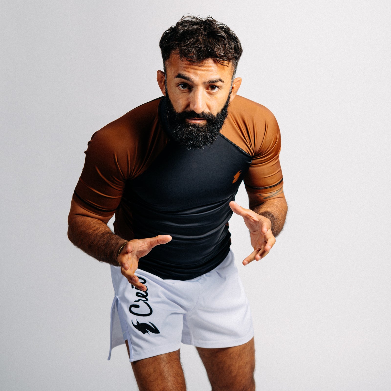 "GOAT" Rash Guard - Brown (short)