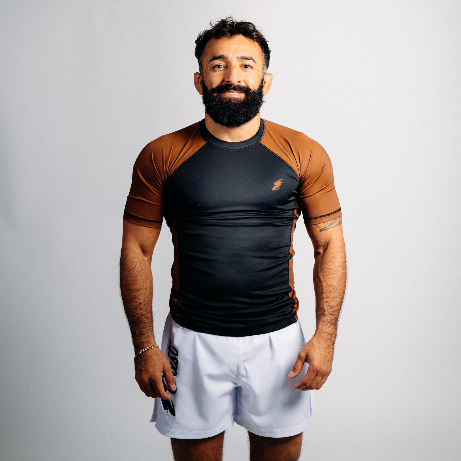 "GOAT" Rash Guard - Brown (short)