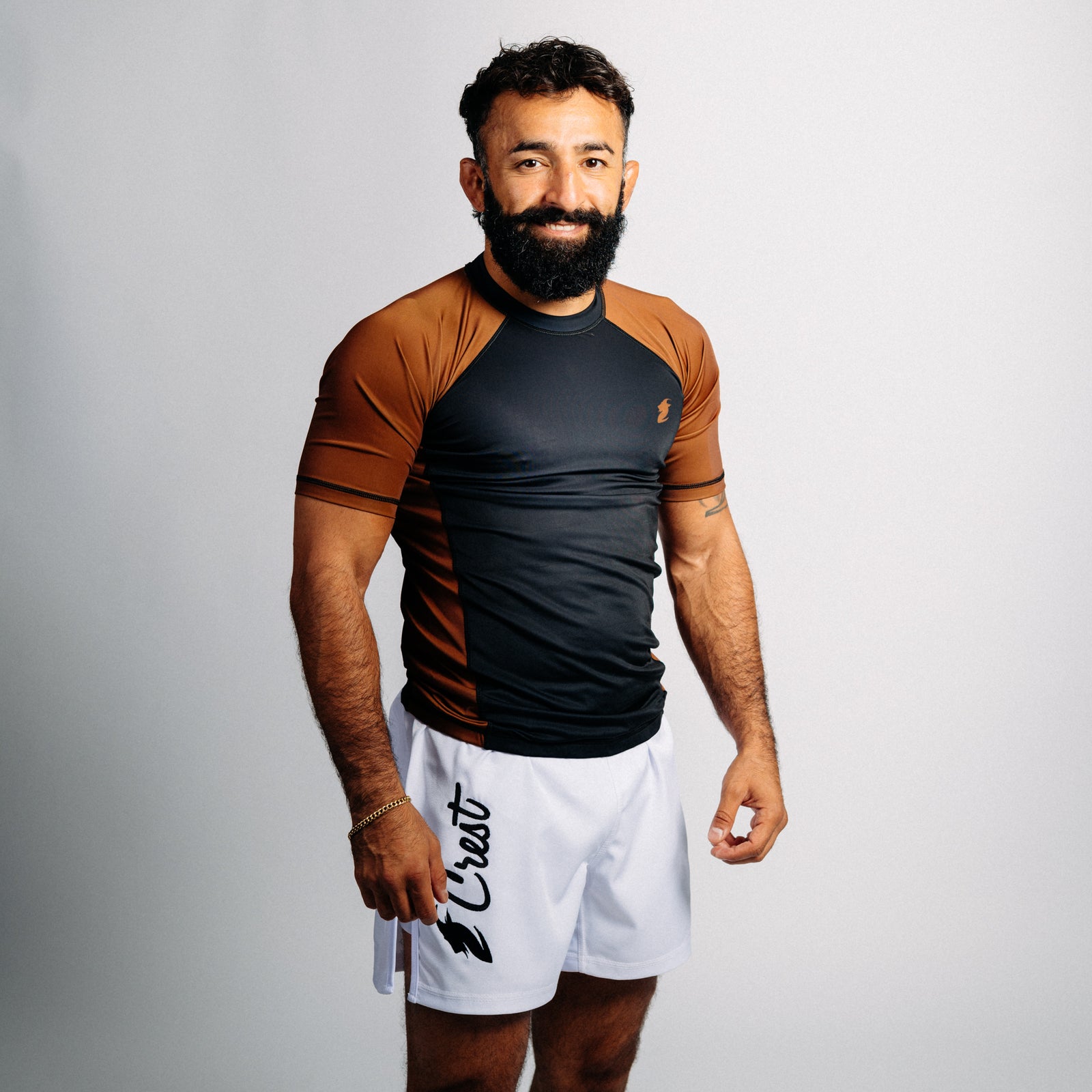 "GOAT" Rash Guard - Brown (short)
