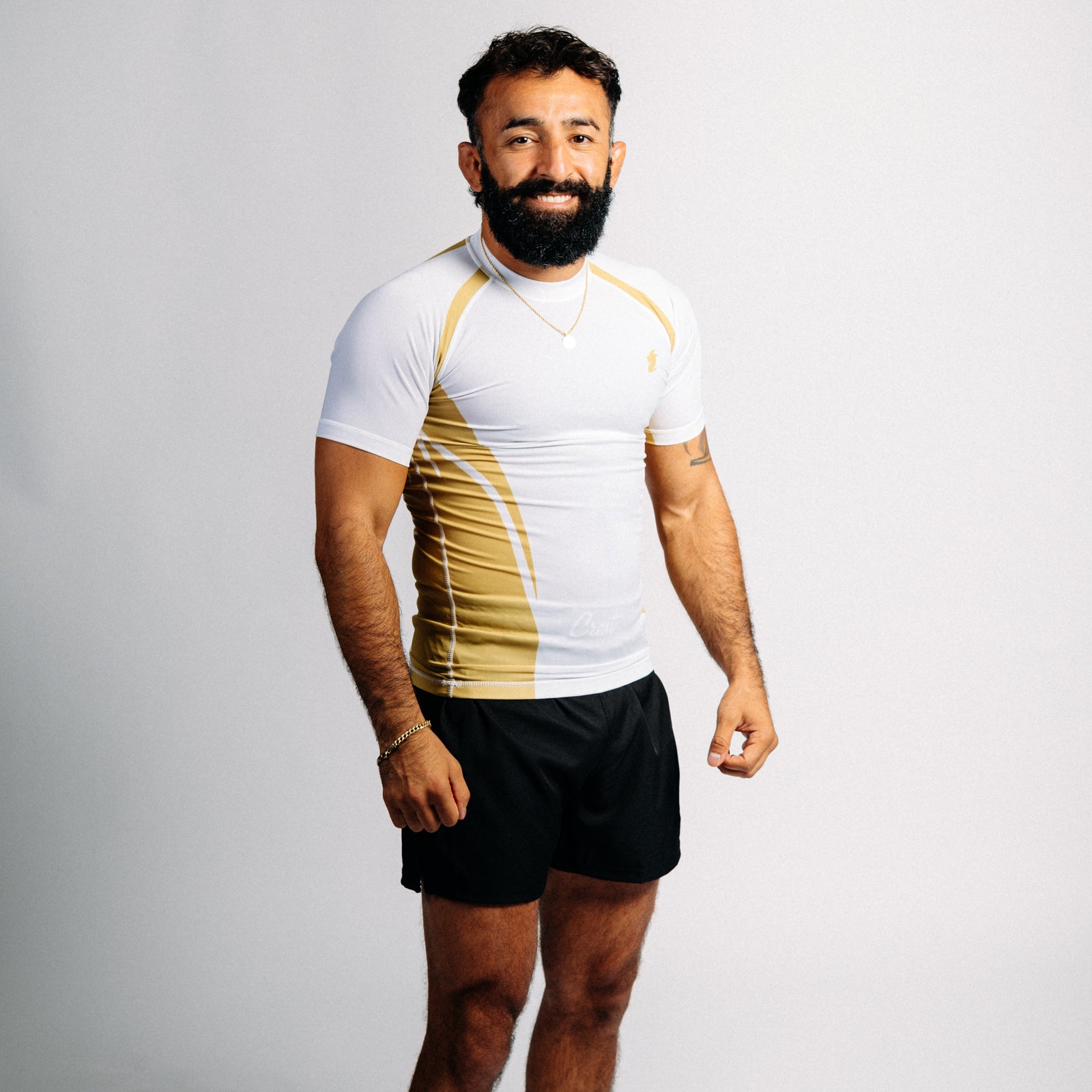 Rash Guard "GOAT" Series | Gold / White (short)