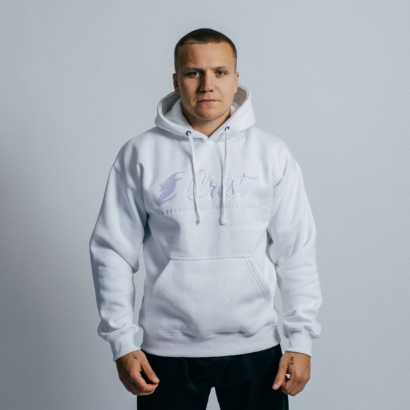 Core hoodie "CREST" - Embroidery (White)