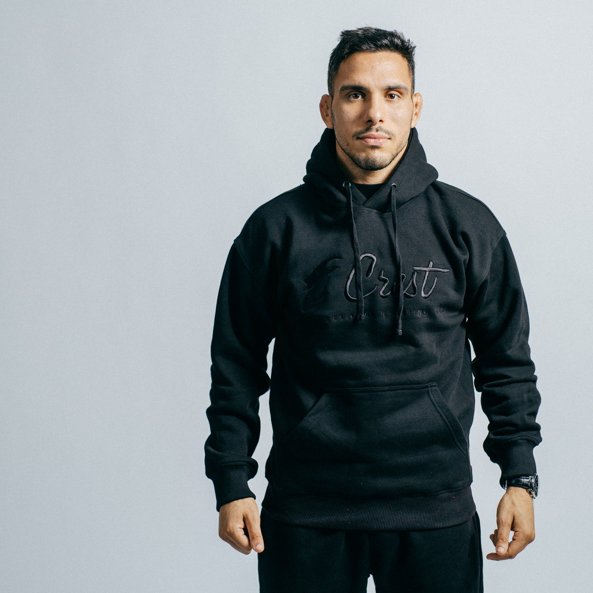 Core hoodie "CREST" - Embroidery (Black)
