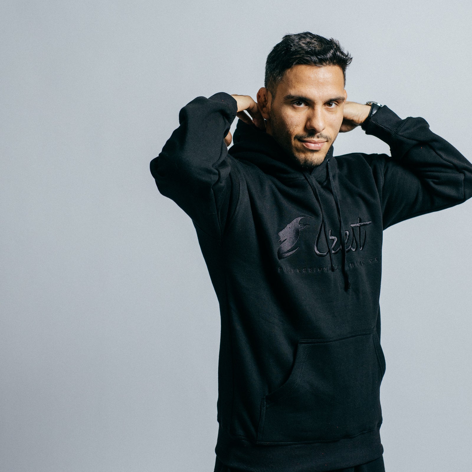 Core hoodie "CREST" - Embroidery (Black)