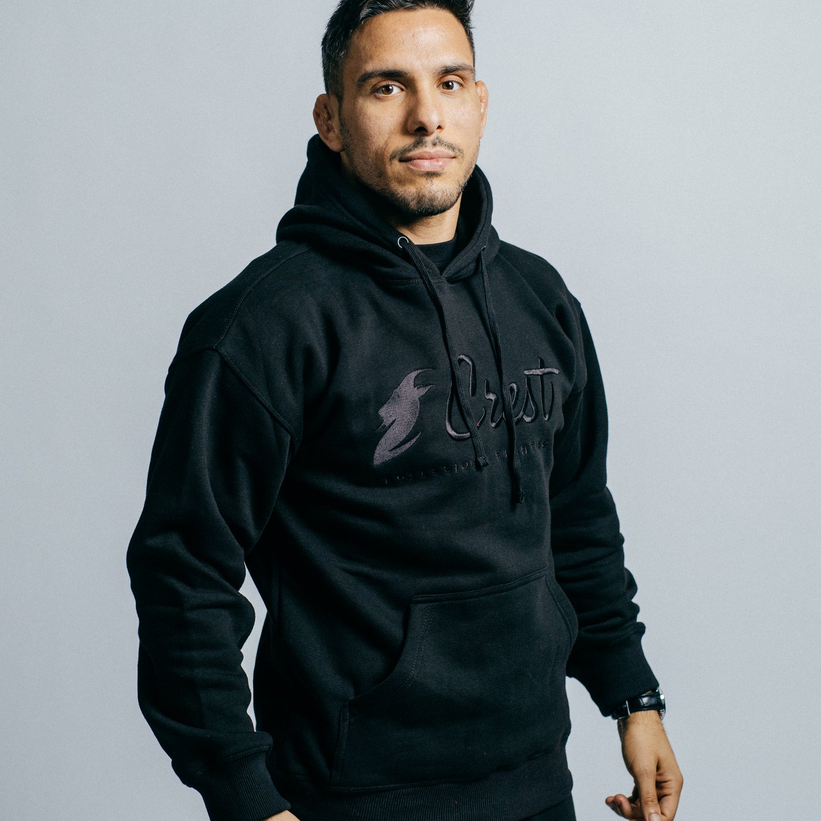 Core hoodie "CREST" - Embroidery (Black)