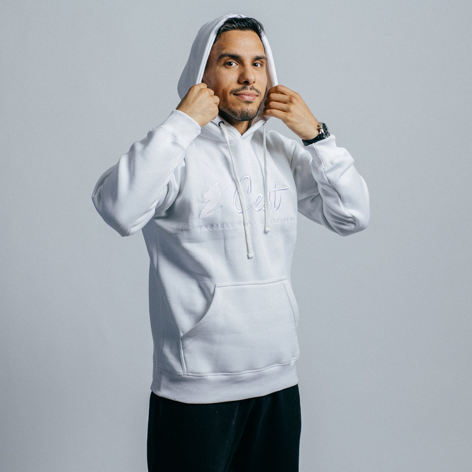 Core hoodie "CREST" - Embroidery (White)