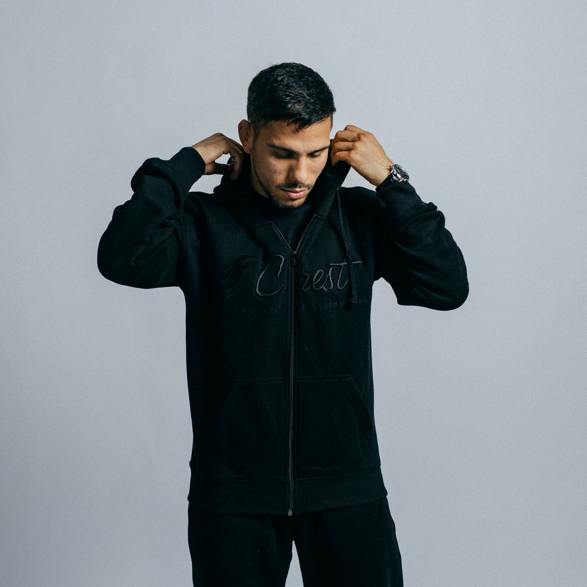 Zipper hoodie "Crest" (Black)