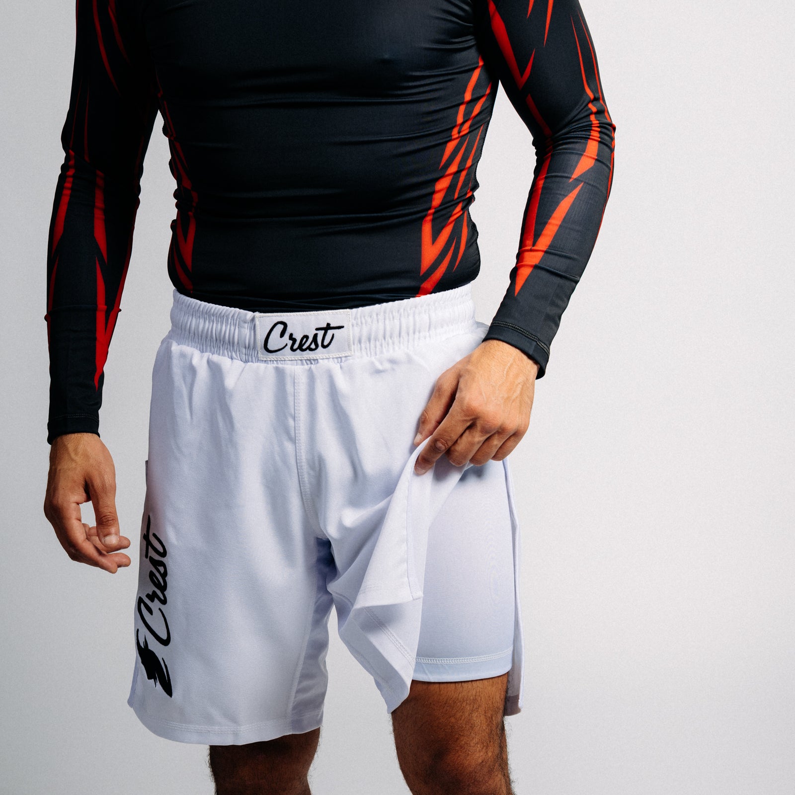 Valkoinen | Crest "Hybrid" - MMA shortsit (pitkä malli)