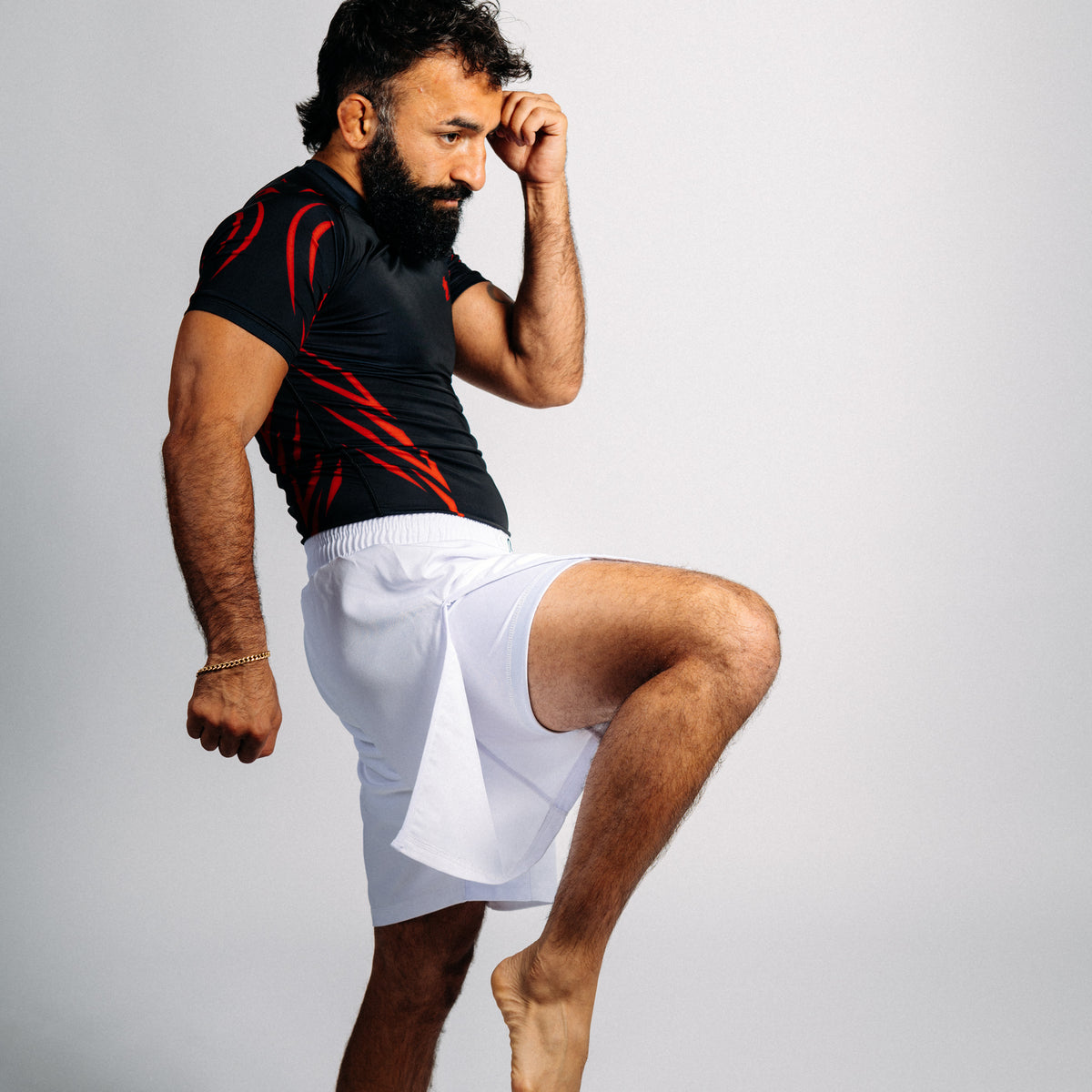 White | Crest "Hybrid" - MMA shorts (long)