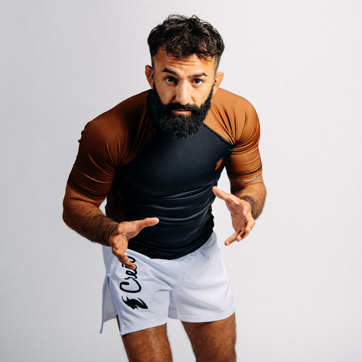 "GOAT" Rash Guard - Brown (short)