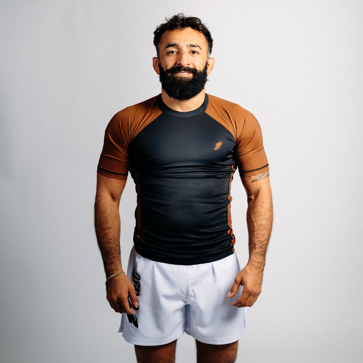 "GOAT" Rash Guard - Brown (short)