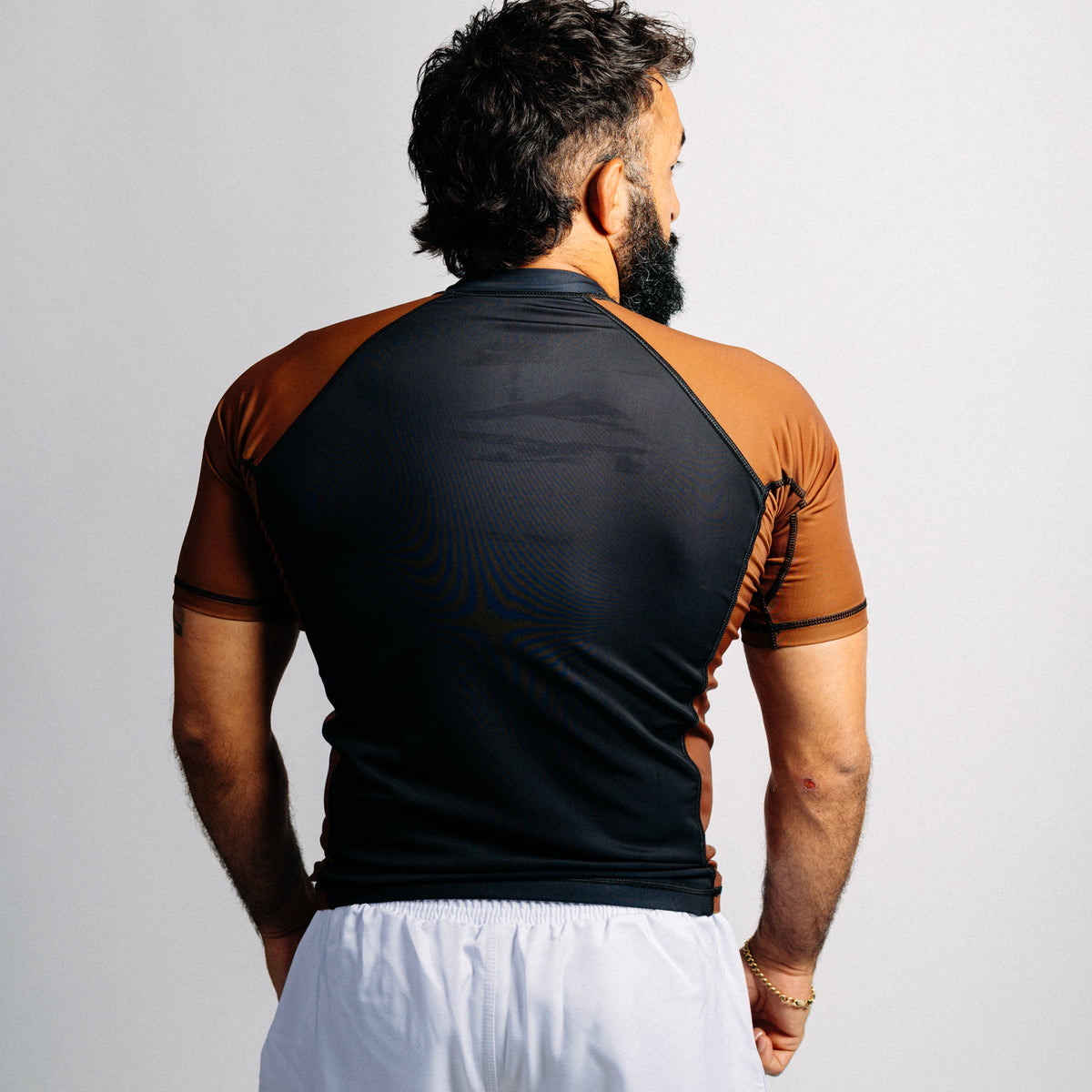 "GOAT" Rash Guard - Brown (short)