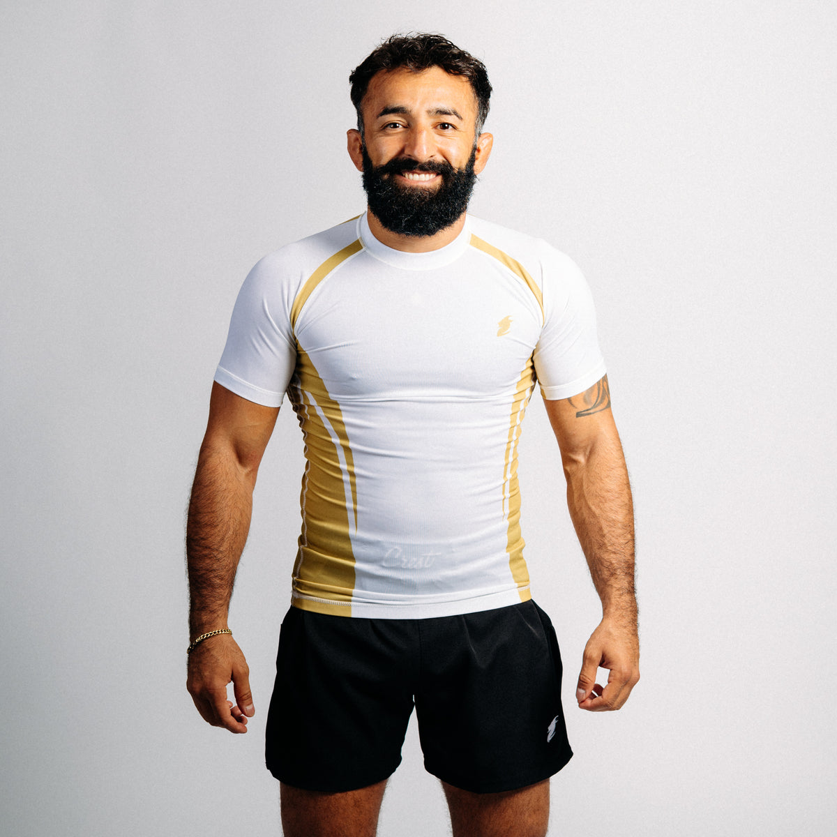 Rash Guard "GOAT" Series | Gold / White (short)