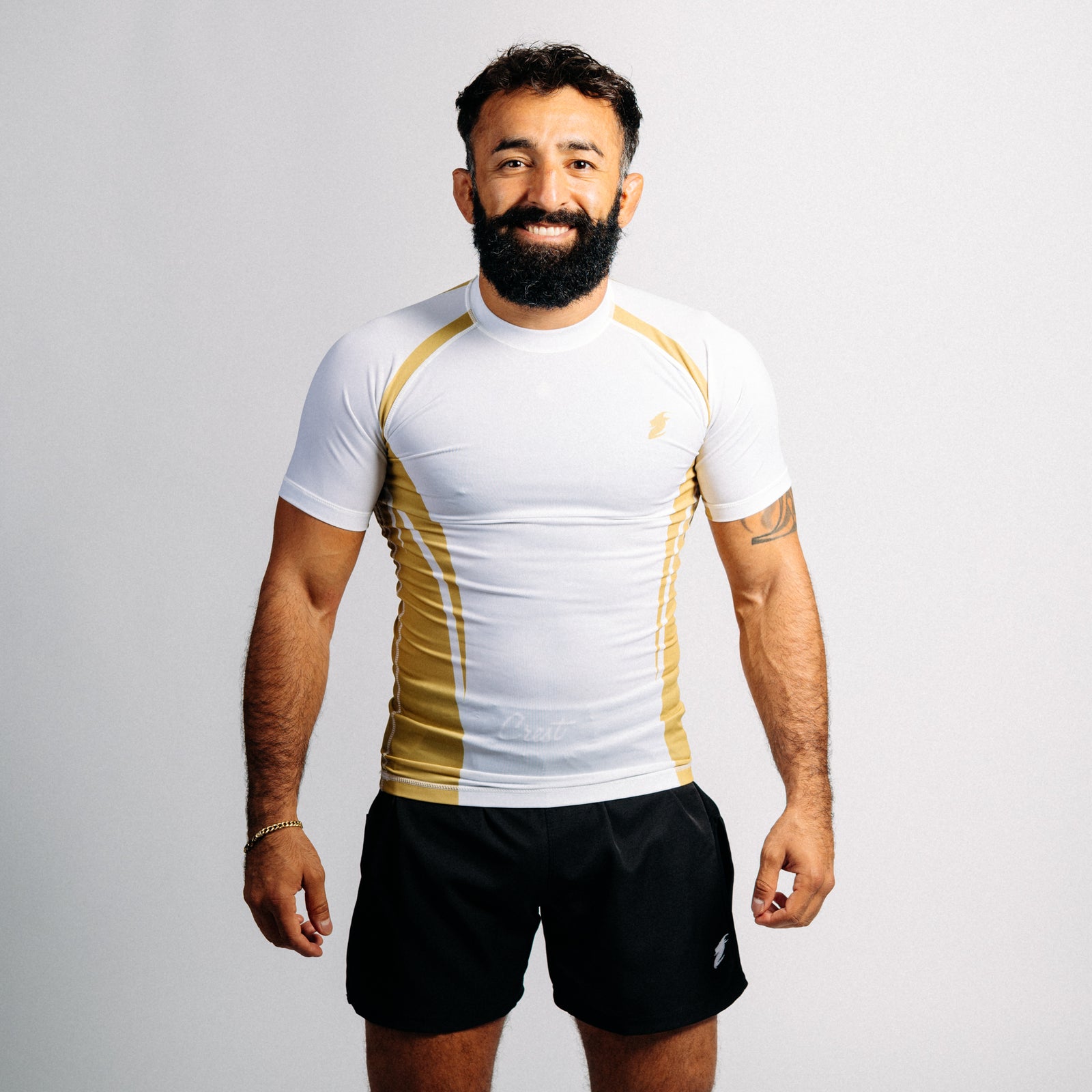Rash Guard "GOAT" Series | Gold / White (short)