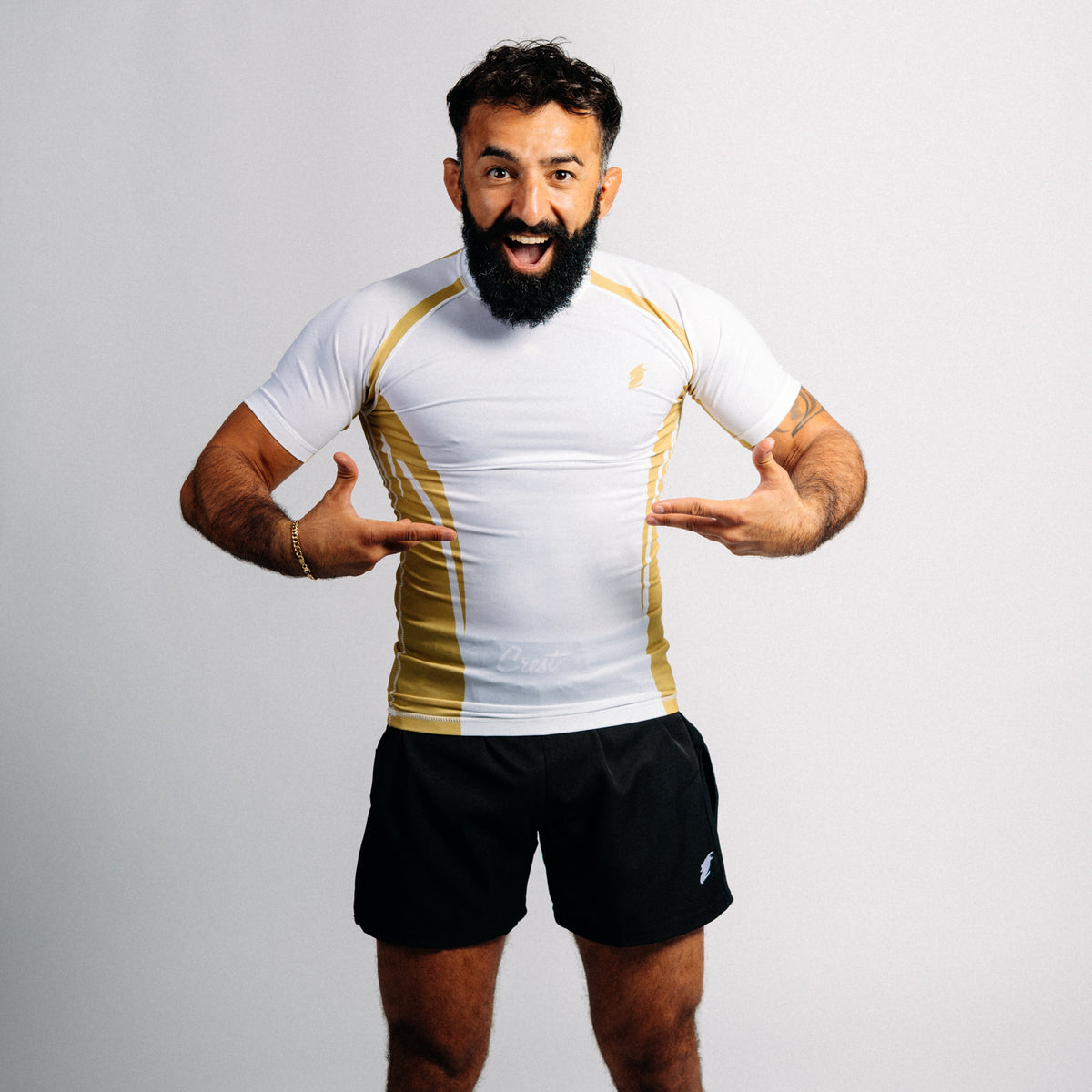 Rash Guard "GOAT" Series | Gold / White (short)