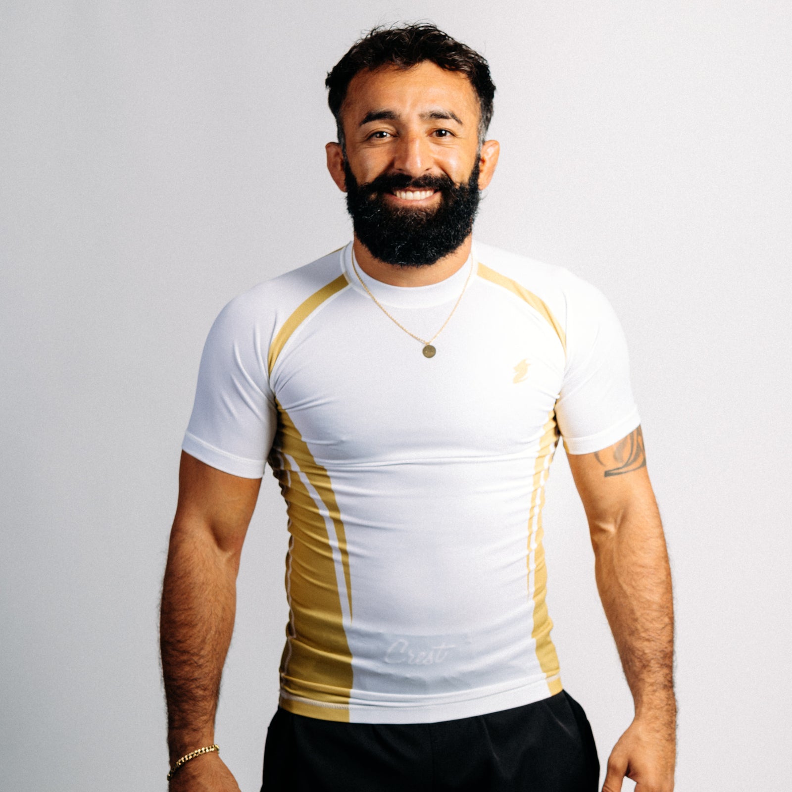 Rash Guard "GOAT" Series | Gold / White (short)