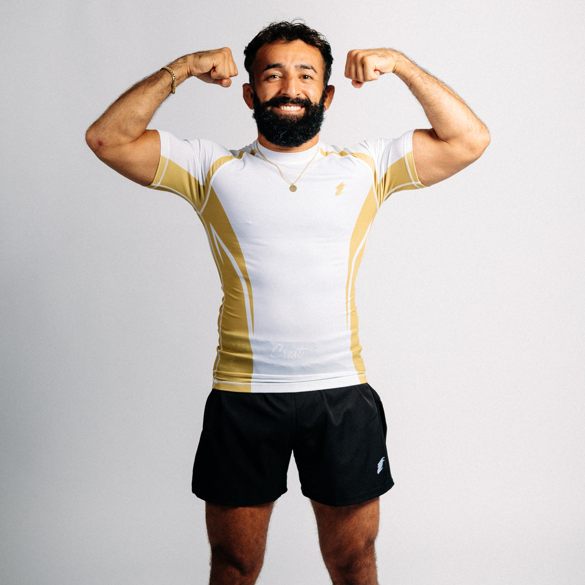 Rash Guard "GOAT" Series | Gold / White (short)