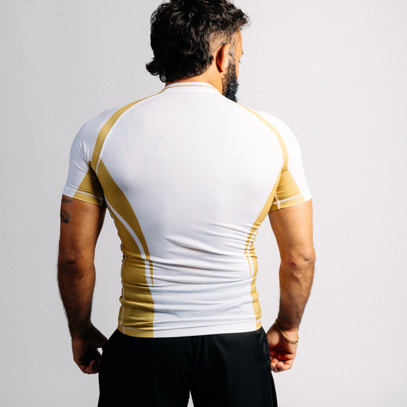 Rash Guard "GOAT" Series | Gold / White (short)