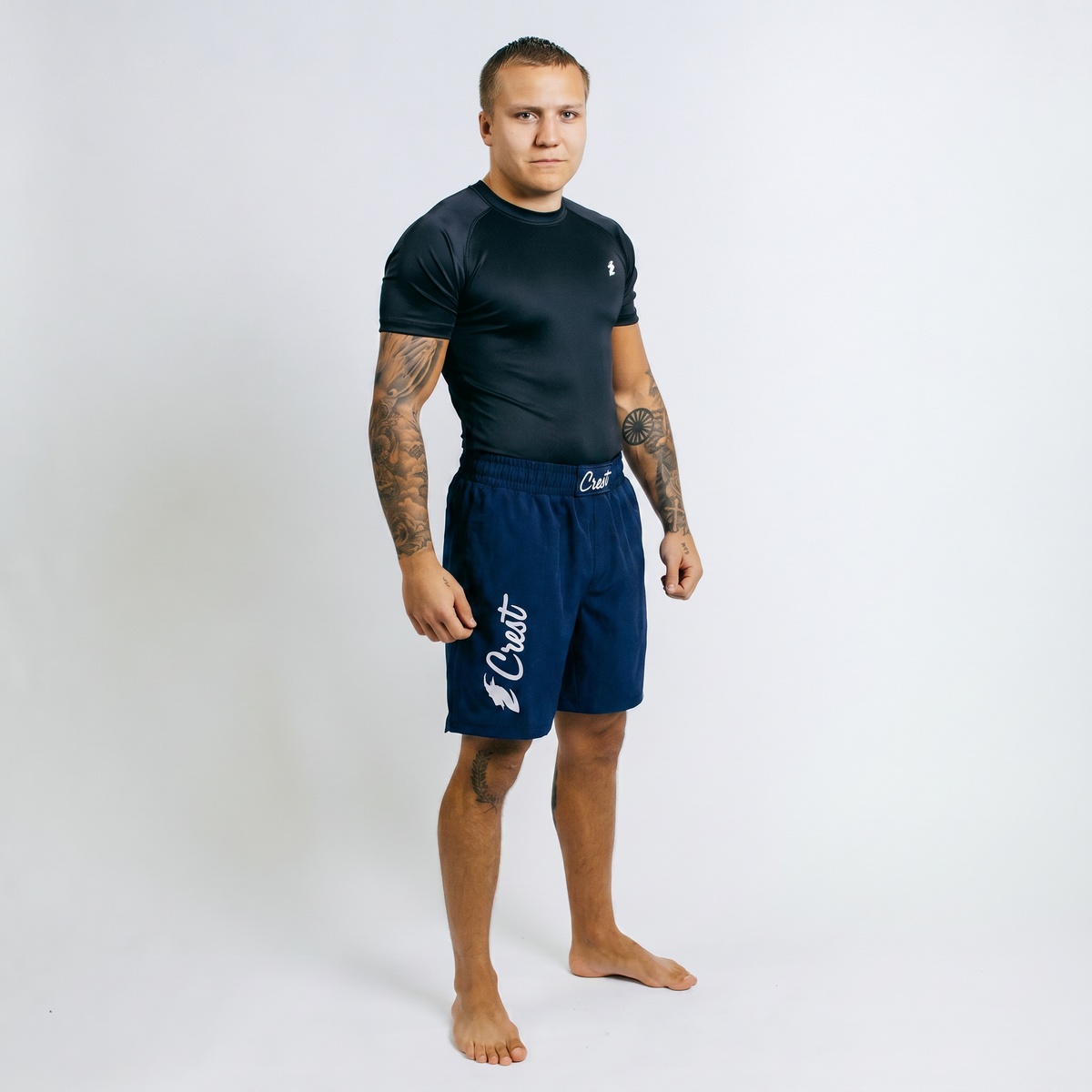 Navy Blue | Crest "Hybrid" - MMA shorts (long)