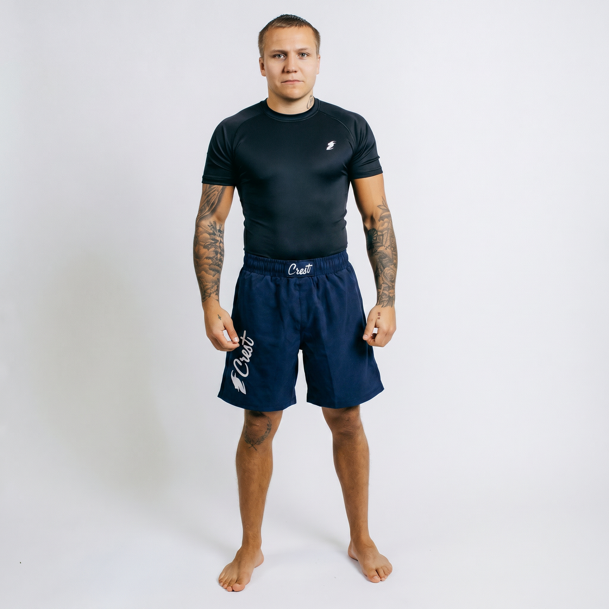 Navy Blue | Crest "Hybrid" - MMA shorts (long)